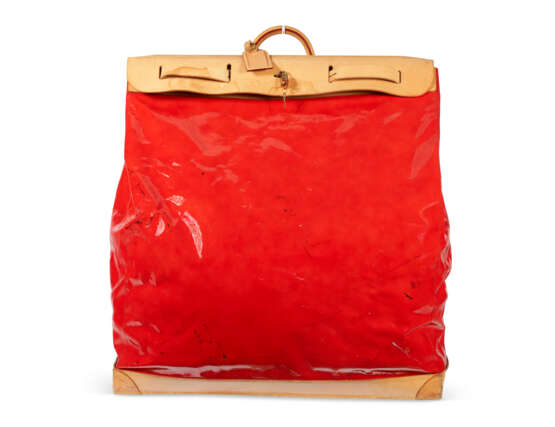 A RED MONOGRAM VERNIS STEAMER 65 BAG WITH GOLD HARDWARE - photo 1