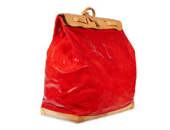 A RED MONOGRAM VERNIS STEAMER 65 BAG WITH GOLD HARDWARE - photo 2