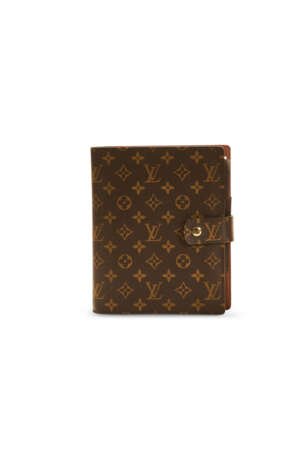 A BROWN MONOGRAM CANVAS RING AGENDA COVER WITH GOLD HARDWARE - Foto 1