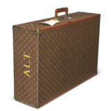 A PERSONALIZED BROWN MONOGRAM CANVAS HARDSIDED SUITCASE - фото 1