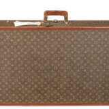 A PERSONALIZED BROWN MONOGRAM CANVAS HARDSIDED SUITCASE - фото 3