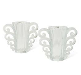 A PAIR OF LALIQUE 'BEAUVAIS' MOLDED GLASS VASES