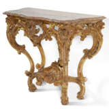 A LOUIS XV STYLE CARVED GILTWOOD CONSOLE TABLE - фото 6