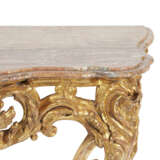 A LOUIS XV STYLE CARVED GILTWOOD CONSOLE TABLE - фото 8
