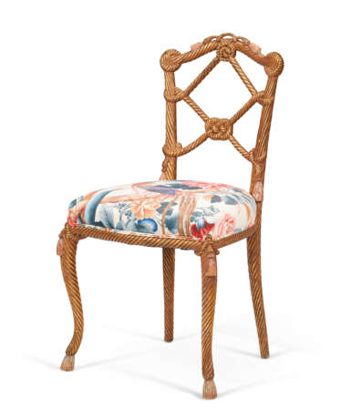 A NAPOLEON III STYLE ROPE-TWIST GILTWOOD SIDE CHAIR - Foto 3