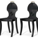 A PAIR OF REGENCY STYLE EBONIZED HALL CHAIRS - photo 4