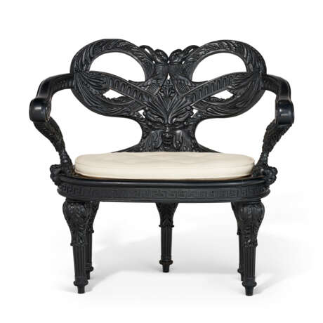 A SET OF FOUR EBONIZED FIVE-LEGGED "ZEUS" ARMCHAIRS - photo 2