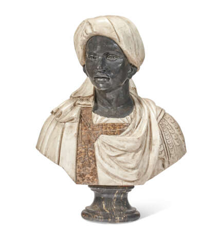 A CARVED MARBLE BUST OF A MOOR - photo 4