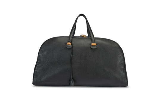 A PERSONALIZED BLACK BUFFALO LEATHER GALOP 60 TRAVEL BAG WITH GOLD HARDWARE - photo 1
