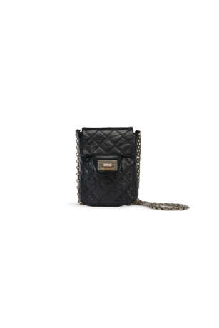 A BLACK AGED LAMBSKIN LEATHER MINI REISSUE POCHETTE ON CHAIN WITH SILVER HARDWARE - photo 2