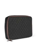 A BLACK QUILTED GROSGRAIN TRAVEL CASE WITH SILVER HARDWARE - фото 4