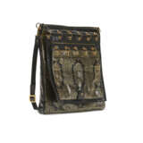 A BLACK LEATHER & GOLD LEATHER LARGE SHOULDER BAG WITH GOLD HARDWARE - фото 5