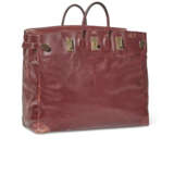 A PERSONALIZED ROUGE H CALF BOX LEATHER HAC BIRKIN 55 WITH GOLD HARDWARE - фото 2