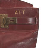 A PERSONALIZED ROUGE H CALF BOX LEATHER HAC BIRKIN 55 WITH GOLD HARDWARE - фото 6