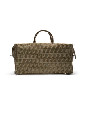 A PAIR OF DARK GREEN & BROWN MONOGRAM CANVAS ROLLING DUFFLE BAGS WITH SILVER HARDWARE - фото 8