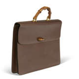 A PAIR OF BLACK & BROWN LEATHER BAMBOO TOP HANDLE BRIEFCASES WITH GOLD HARDWARE - photo 7