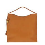 A BROWN CRAZY LARGE GRAIN LEATHER HOBO BAG WITH GOLD HARDWARE - фото 3