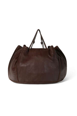 A PERSONALIZED BROWN LEATHER OVERSIZED DRAWSTRING TOTE BAG - photo 1