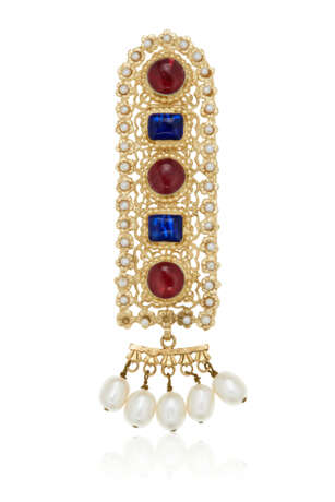 CHANEL GRIXPOIX GLASS AND FAUX PEARL CLIP-BROOCH - photo 1