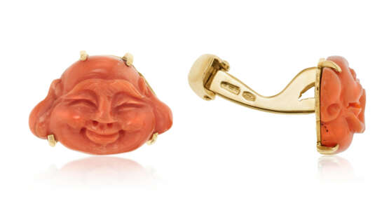 CORAL AND GOLD CUFFLINKS - Foto 2