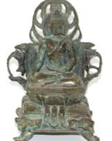 Buddha auf Thron sitzend.