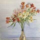 Цветы в золотой вазе Watercolor paper Watercolor Realism цветы в вазе Kazakhstan 2022 - photo 1