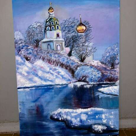 Зимний храм Масло на холсте на подрамнике Lettonie 2022 - photo 3