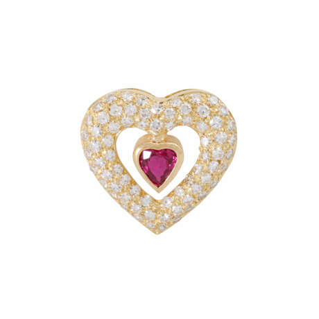 Pendant "Heart" with fine ruby and diamonds - фото 1