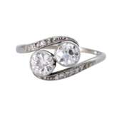 Art Deco ring with 2 old cut diamonds - фото 2