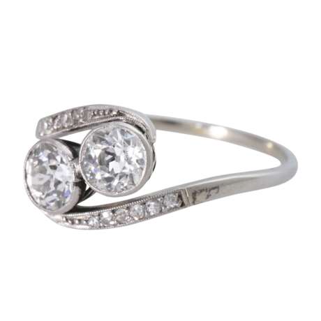 Art Deco ring with 2 old cut diamonds - фото 5