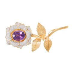 Brooch "Flower" with amethyst and diamonds