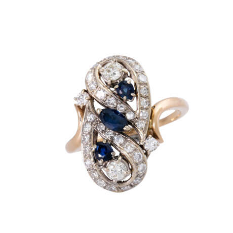 Ring with sapphires and diamonds - photo 2