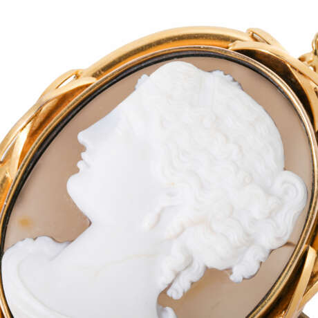 Brooch/pendant with highly refined agate cameo, - фото 2