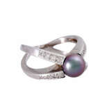Ring with Tahitian pearl and diamonds - photo 1