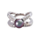 Ring with Tahitian pearl and diamonds - фото 2