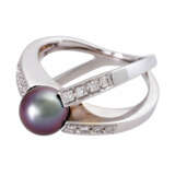 Ring with Tahitian pearl and diamonds - фото 5