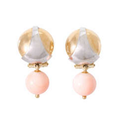 Pair of ear clips with angel skin coral,