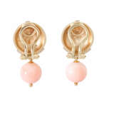 Pair of ear clips with angel skin coral, - Foto 2