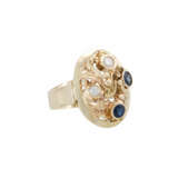 Ring with 2 sapphires and 2 diamonds - photo 1