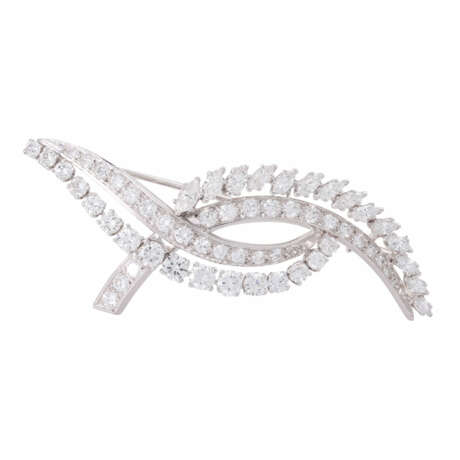 Brooch with numerous diamonds total ca. 3,6 ct, - Foto 1