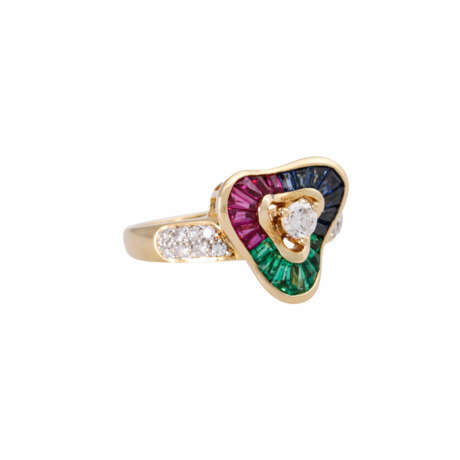 Ring with color stones and diamonds - photo 1