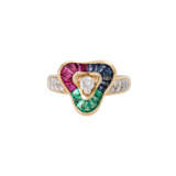 Ring with color stones and diamonds - photo 2