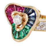 Ring with color stones and diamonds - photo 5