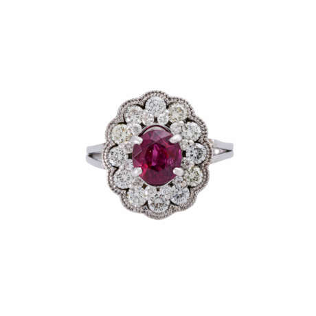 Ring with ruby and diamonds together ca. 1,4 ct, - фото 2