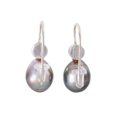 Pair of earrings with Tahitian pearls and diamonds - фото 2