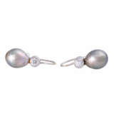 Pair of earrings with Tahitian pearls and diamonds - фото 3