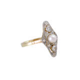 Art Deco ring with pearl and diamonds - photo 1