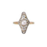Art Deco ring with pearl and diamonds - photo 2