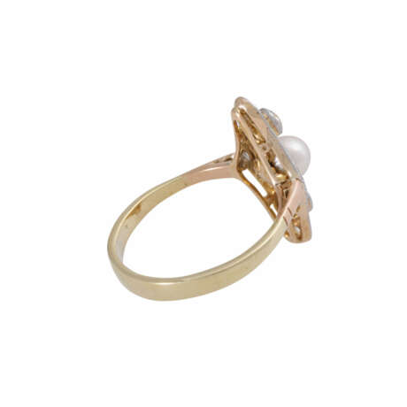 Art Deco ring with pearl and diamonds - photo 3