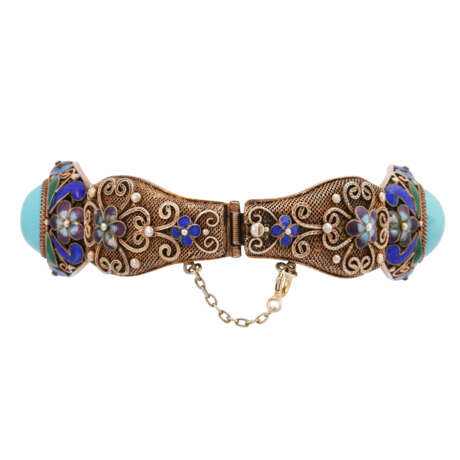 Bracelet with turquoise sabochons, - Foto 2